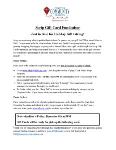 Scrip Gift Card Order Form 2017 Groton Community School